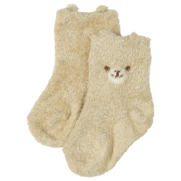 akachan honpo - 觸感蓬鬆襪-動物-淺卡其色 (9~14cm)