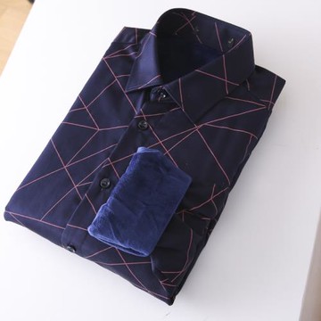 很溫暖！冬季新款長袖襯衫男加絨加厚純棉保暖襯衣爸爸剪標男裝潮