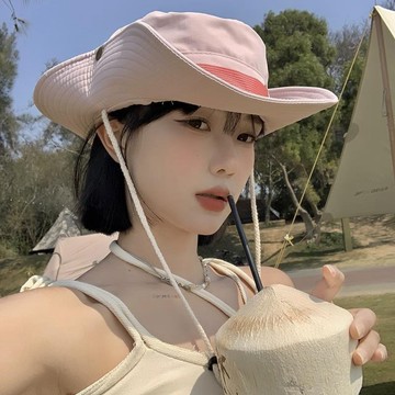 【臺灣出貨 免運】粉色西部牛仔帽女夏季辣妹戶外露營登山帽檐遮陽防曬釣魚漁夫帽