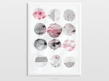 黑色和粉紅色抽像水彩畫牆藝術原創繪畫藝術品手工製作