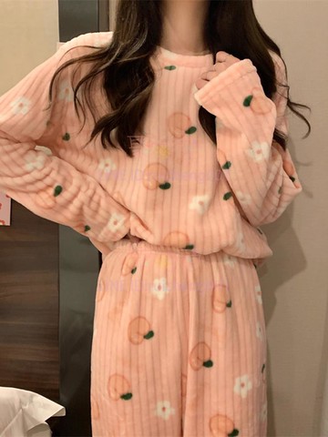 睡衣女 兩件套女裝冬季加厚保暖甜美家居服 春秋套裝【不二雜貨】