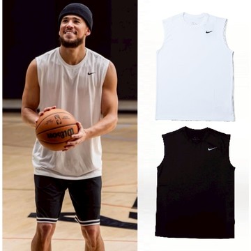 NIKE DRY 黑 白 印花 透氣 柔軟 無袖 速乾 寬鬆 訓練 休閒 運動 背心 男款【DX0992】