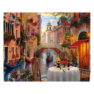 創彩 5D鑽石畫 40x30cm  湖邊風景  1個