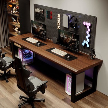 公司貨 免運 電腦桌 家用長條桌 辦公桌 實木大板電競桌雙人電腦桌臺式臥室家用兩人辦公桌大長書桌工作臺工廠直銷 免運 可開發票 全館八折 售後保障 5h85