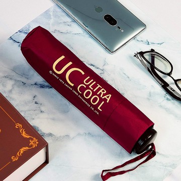 雙龍UC日系降溫無敵小折傘 超輕量抗UV黑膠雨傘陽傘B1943(良品紅)