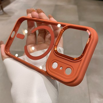 金屬鏡頭框 Magsafe磁吸 軟邊硅膠不傷機 適用於 iPhone 17 16 15 14 13 Promax 防摔殼