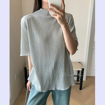 台灣㊣現貨✨超彈質感！百搭！100公斤可！短袖/微皺/金蔥/短袖上衣/內搭/中大尺碼/Want Meow招財貓旺鋪