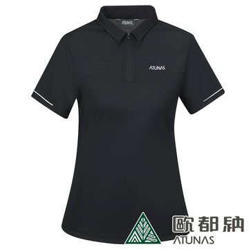 女款POLARTEC POWER DRY透氣排汗短袖POLO衫(A1PS2303W黑/抗臭/透氣/輕量)