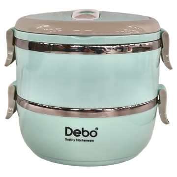 Debo 德鉑廚具 304不鏽鋼手提雙層學生保溫餐盒便當盒 1組