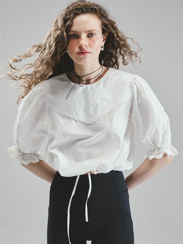 CCL LACE STITCHED BLOUSE [IVORY]