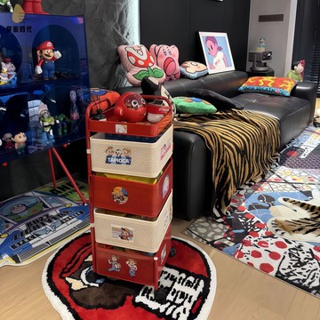 免運 速發 零食 收納架 可移動 落地 置物架  多層 旋轉客廳日式免安裝多巴胺小推車xj7281