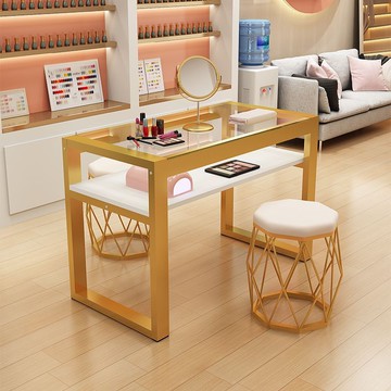 免運/開立發票 簡約日式美甲店專用鋼化玻璃桌雙人單人組合式美甲桌美容網紅 快速出貨