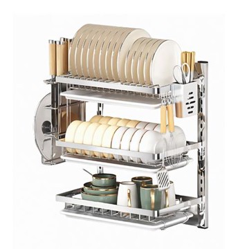 304不鏽鋼壁掛式廚房置物架 免打孔碗碟瀝水架 碗筷碗盤餐具收納架