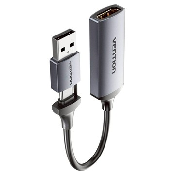 VEnTIOn 威迅 ACW系列 HDMI-A轉Type-C+USB-A 4K視頻同步採集卡 0.1M 深空灰  1個