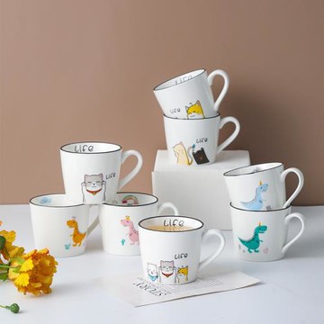 陶瓷杯子家用喝水杯咖啡杯創意馬克杯辦公茶杯可愛卡通情侶牛奶杯