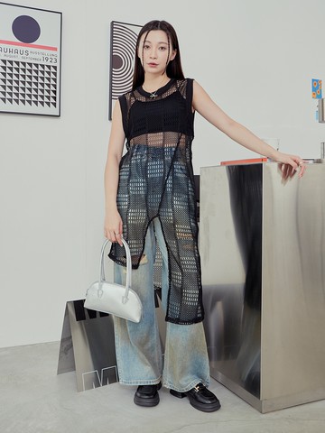 百搭長版罩衫背心-黑色