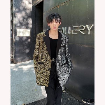 春秋小眾金銀色亮片拼接設計感雅痞西裝外套炸街節日舞臺裝演出服