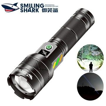 微笑鯊正品 SD5319 LED手電筒 M60強光燈芯 6000lm 彩色夜光 5檔調焦 Type-C數顯 防水戶外露營