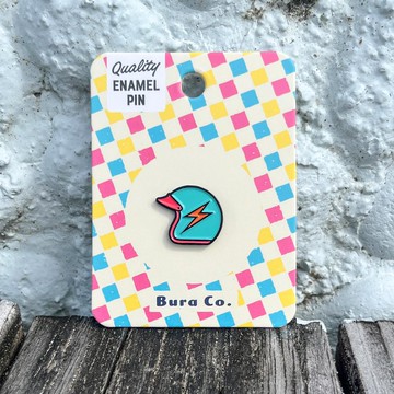 台灣復古閃電藍色安全帽琺瑯徽章 Lightning Helmet BURA Pin