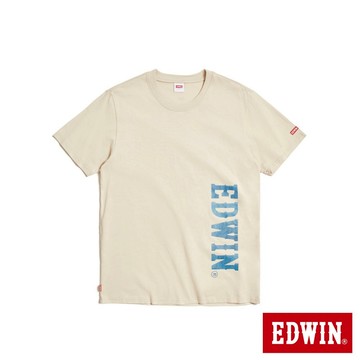 EDWIN 男款 斜邊直立印花短袖T恤(淺卡其)