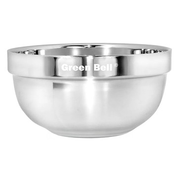 Green Bell 綠貝 304不鏽鋼晶緻隔熱碗17.5cm - SGS檢驗合格 耐酸鹼耐腐蝕耐高溫  銀色  1個