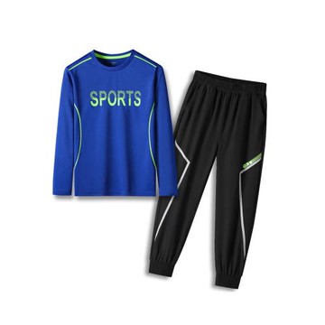 兒童速干運動套裝春秋男童速干衣長袖T恤衛衣長褲戶外跑步訓練服