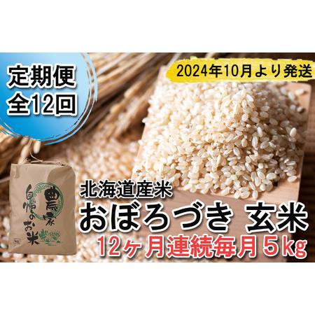 ふるさと納税 ＜ 予約 定期便 全12回 ＞ 北海道産 希少米 おぼろづき 玄米 5kg ＜2024年10月より配送＞ 北海道新ひだか町