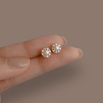 925純銀珍珠耳釘女年新款氣質耳環夏季款耳針復古港風耳飾潮