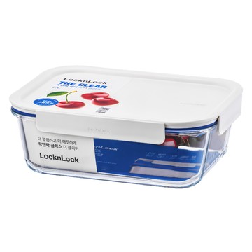 LocknLock 新美學耐熱玻璃保鮮盒/長方形/2L/白
