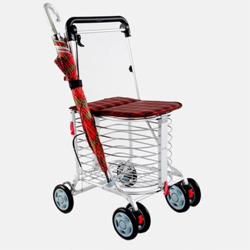 第二代-安心生活- 日式EZGO休閒購物推車 (紅格)