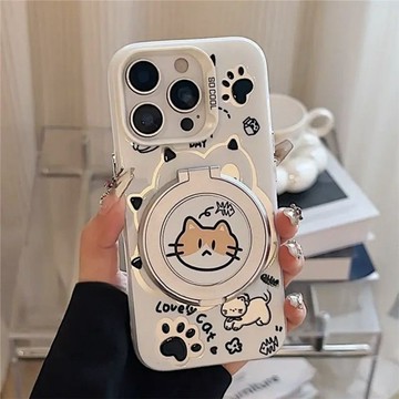 360°旋轉支架貓咪爪子iphone17 16E15/14/13/12mini彩銀手機殼11XS7/8P男女情侶同款