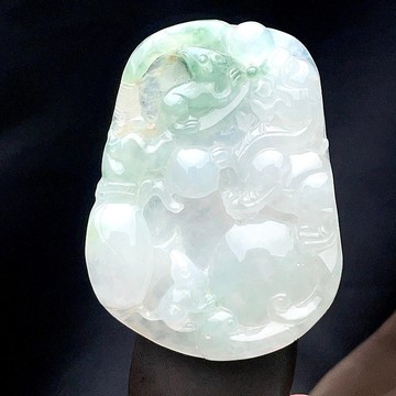 冰種飄綠翡翠貔貅牌  | 天然緬甸玉翡翠A貨 | 送禮