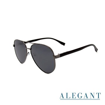 【ALEGANT】儒雅紳士奢耀金飛官寶麗來偏光墨鏡│UV400太陽眼鏡-奢耀金