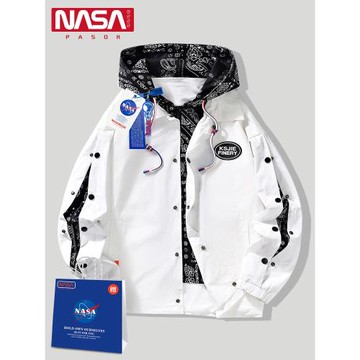 NASA秋季2025新款夾克男初中生春秋款假兩件沖鋒衣青少年男生外套