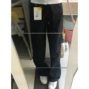 高個子加長版冰絲工裝褲女夏季薄款高腰速干運動垂感闊腿直筒褲子