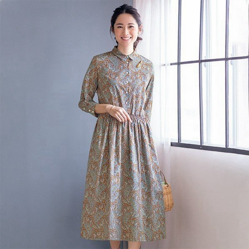 シャツ ワンピース おしゃれ レディース 春夏 ペイズリープリントシャツワンピース 40代 50代 60代 70代 ミセスファッション シニアファッション 服 通販 Lineポイント最大get Lineショッピング