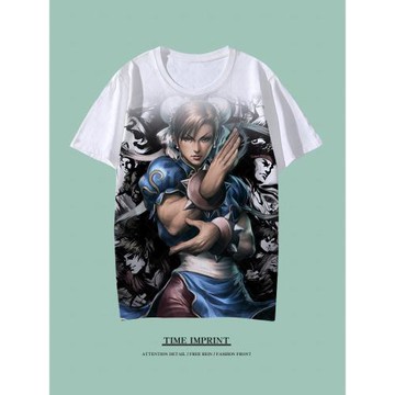 二次元春麗痛衣韓蛛俐T恤短袖青少年速干衣服打底衫薄款體恤大碼