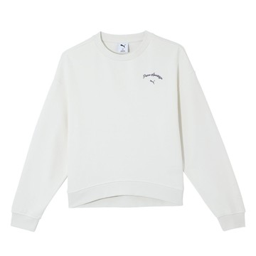 【全館滿額折】Puma 流行系列 Sports Legacy 白 刺繡 大學T 長袖 圓領衫 女款 H8155【新竹皇家 63253692】