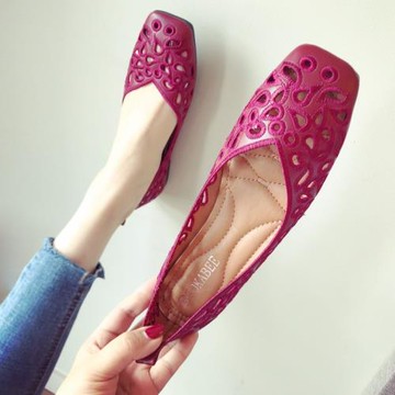 鞋子女夏季洞洞鞋透氣平底方頭套包船鞋軟底孕婦鞋鏤空瓢鞋大碼鞋