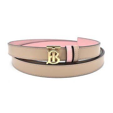 BURBERRY TB LOGO皮革雙面兩用女士皮帶(米色)