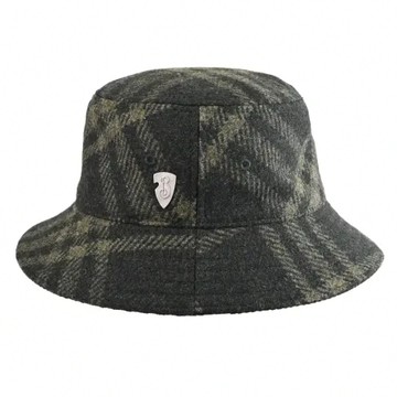 BURBERRY 8099442 盾牌LOGO羊毛格紋漁夫帽.深綠
