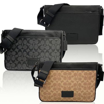 【COACH】新款皮牌經典LOGO男款斜背郵差包(均一價)