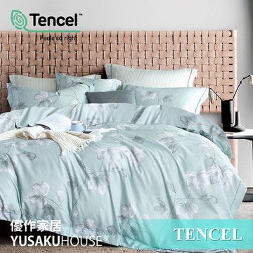 【優作家居】漫步綠 台灣製 萊賽爾纖維吸濕排汗天絲 床包/兩用被/床單/床組/被套/被單/床罩/涼被