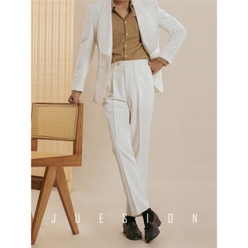 JUESION 意式休閑西褲男春秋款韓版直筒九分褲修身商務正裝長褲