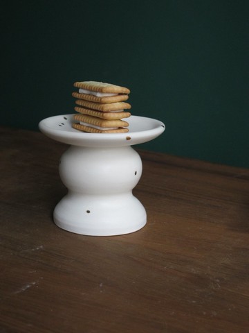 奶油白金點點 實心高台