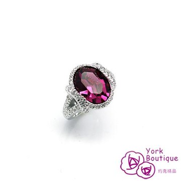 約克精品 富貴臨門施華洛世奇元素晶鑽包銠金戒指