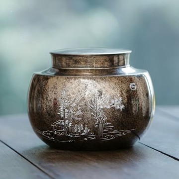 純錫罐 獨茗茶倉 高純錫茶葉罐 密封罐存茶罐復古手工個舊錫器