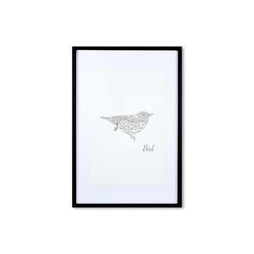 裝飾畫相框 動物 幾何線條 鳥 黑色框 63x43cm 室內設計 布置