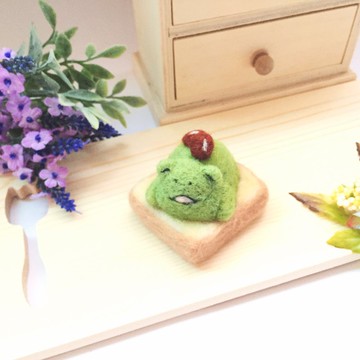 羊毛氈麻糬吐司_抹茶紅豆蛙 麻糬 宇治金時 青蛙 抹茶 吐司