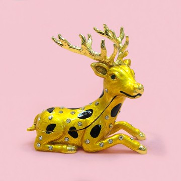 創意桌面車內裝飾擺設品 金屬園林動物擺件 梅花鹿 2款顏色
